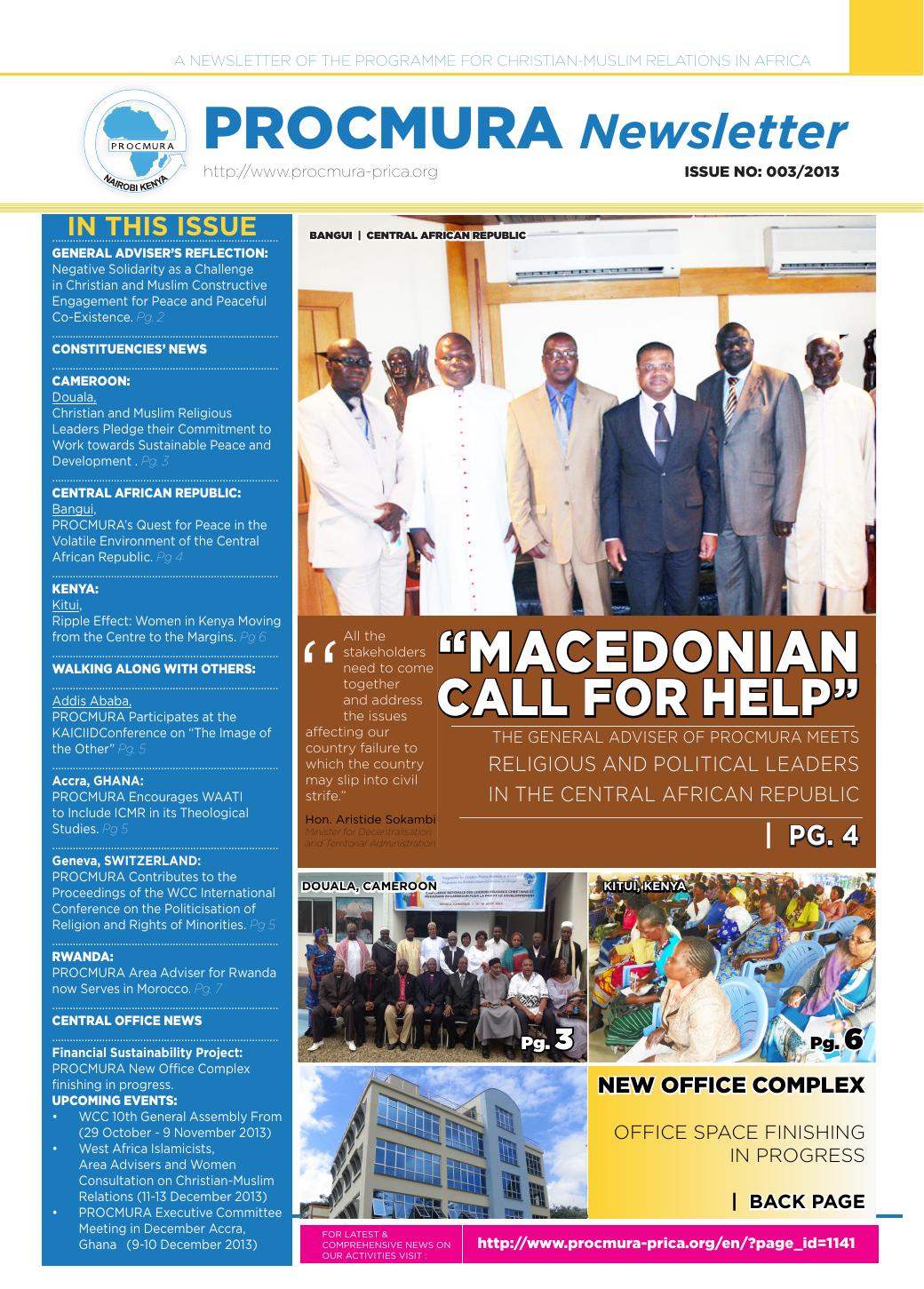 PROCMURA Newsletter - July to September 2013