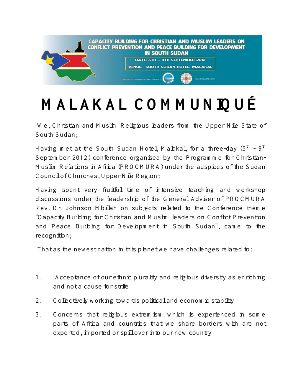 Malakal Communiqué 2012