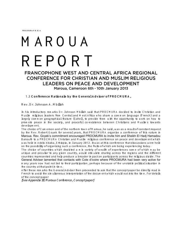 Maroua Peace and Development Conference Rationale